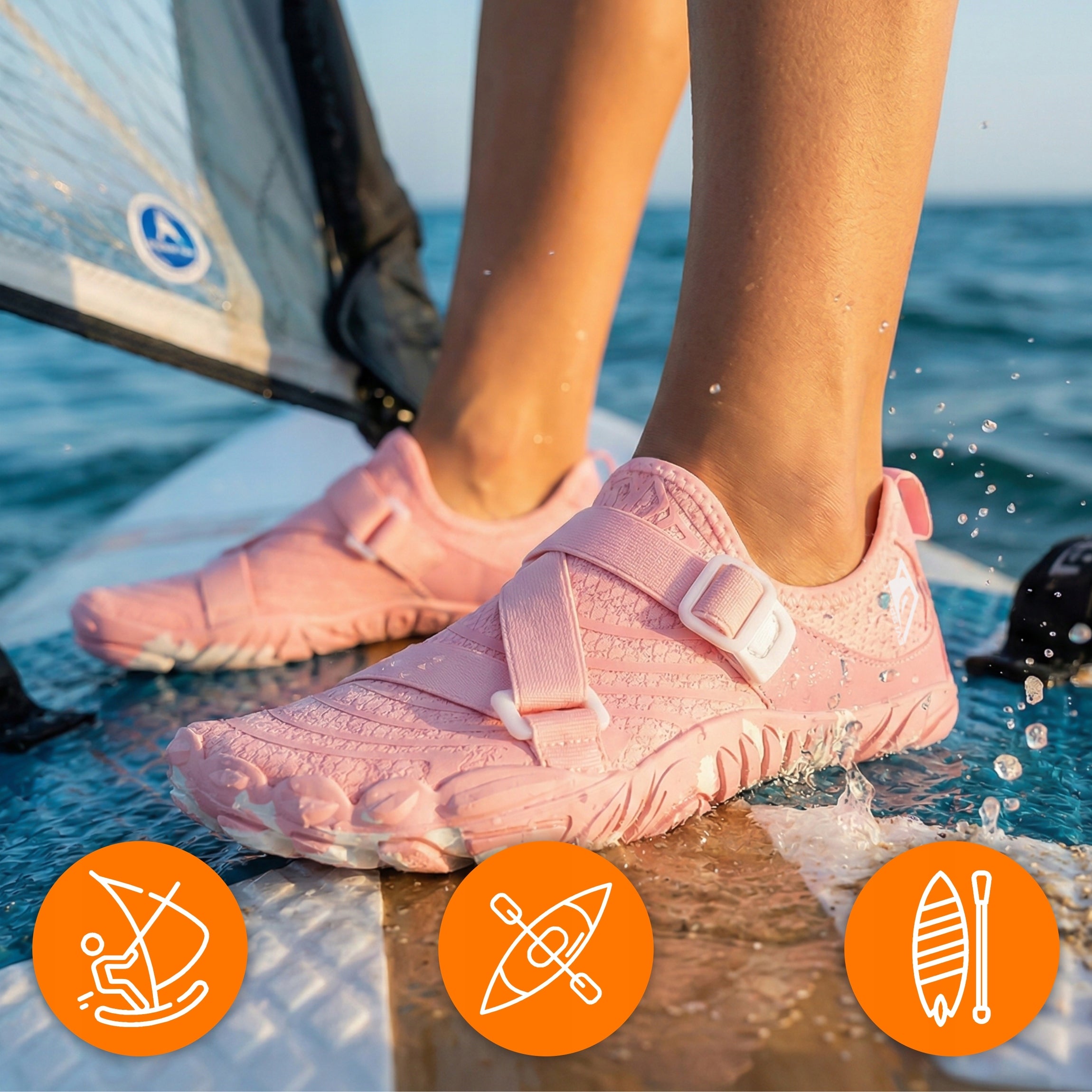 SWIMMING AND WALKING WATER SHOES SEA URCHINS WOMEN'S HARD SOLE STRAP 38 Model WaveRunner