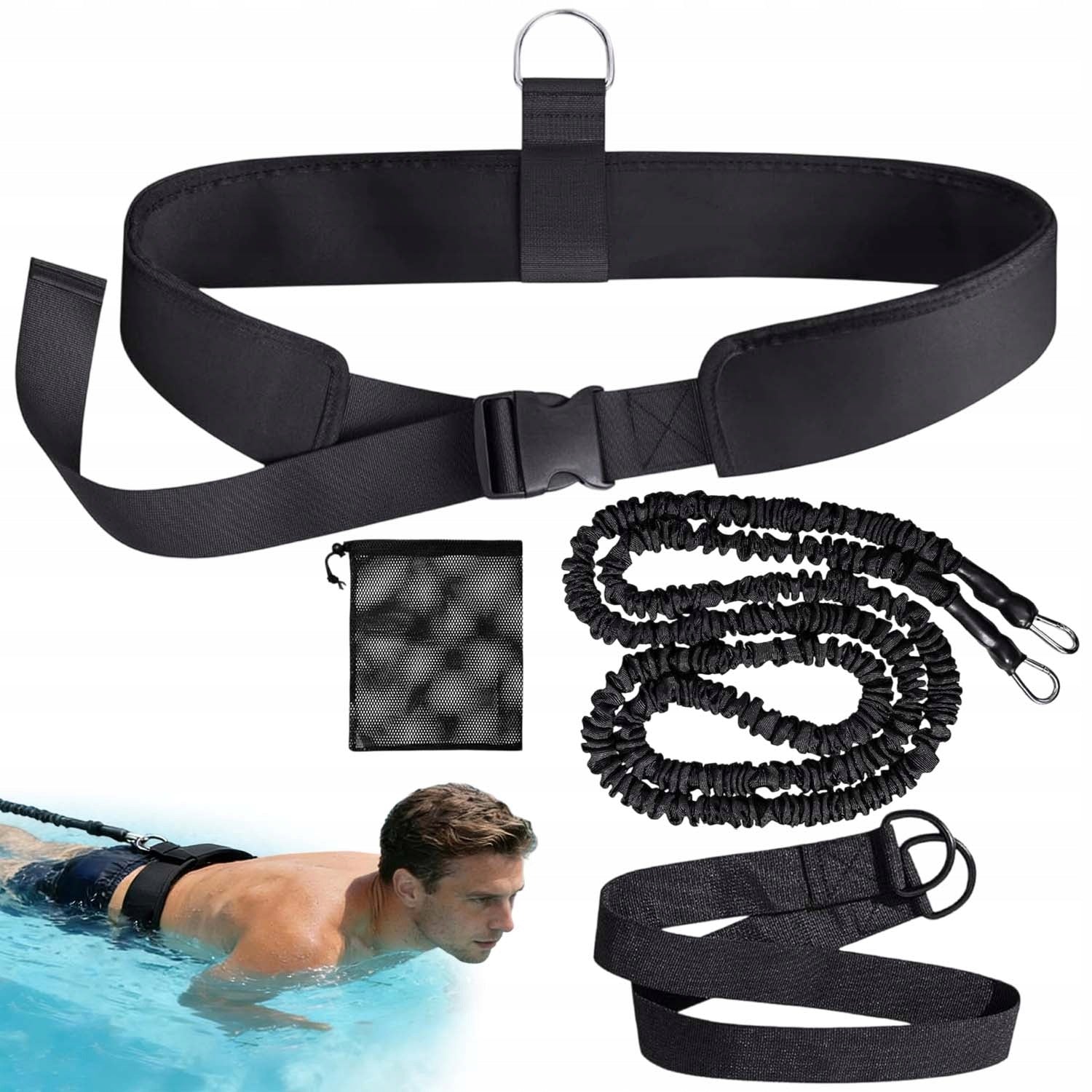 SWIMMING BELT ADJUSTABLE SWIMMING TRAINING BELT PORTABLE 2.5-7.5M