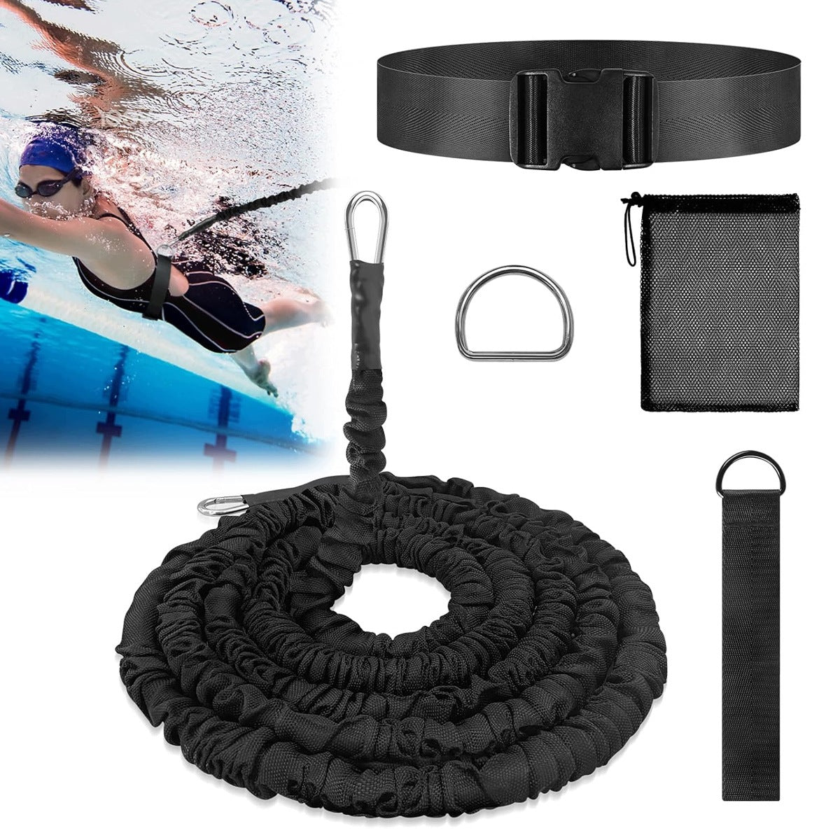 SWIMMING BELT IN THE POOL ADJUSTABLE TRAINING FOR ADULTS 3,6 METERS
