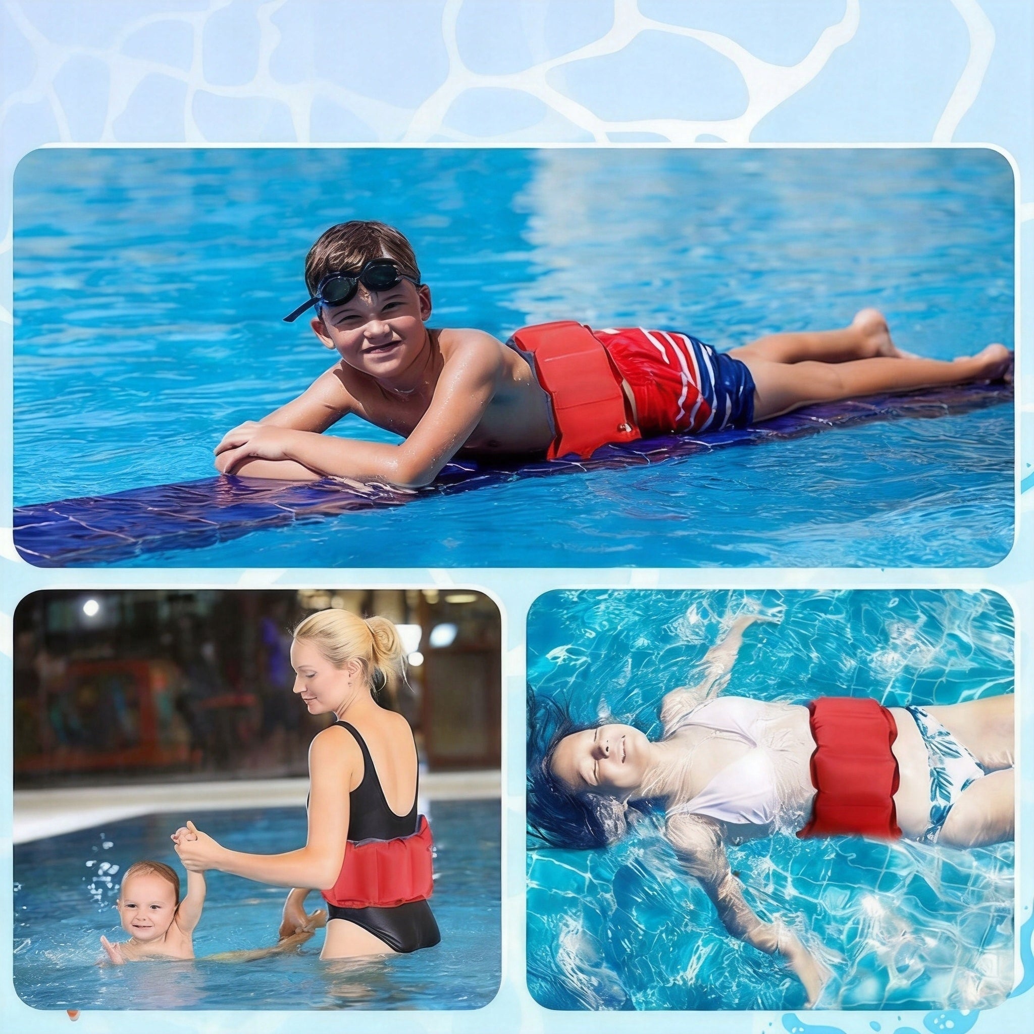 SWIMMING BELT PVC 2 PIECES WITH PUMP ADJUSTABLE SWIMMING POOL LEARNING SEA Model PAS WYPORNOŚCIOWY DO PŁYWANIA AEROBIKU W WODZIE