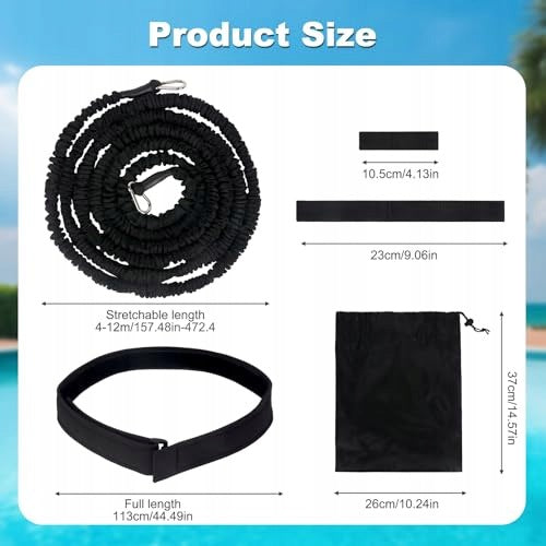 SWIMMING BELT RESISTANCE FOR ADULTS RUBBER 4 12M for home Width 1 mm