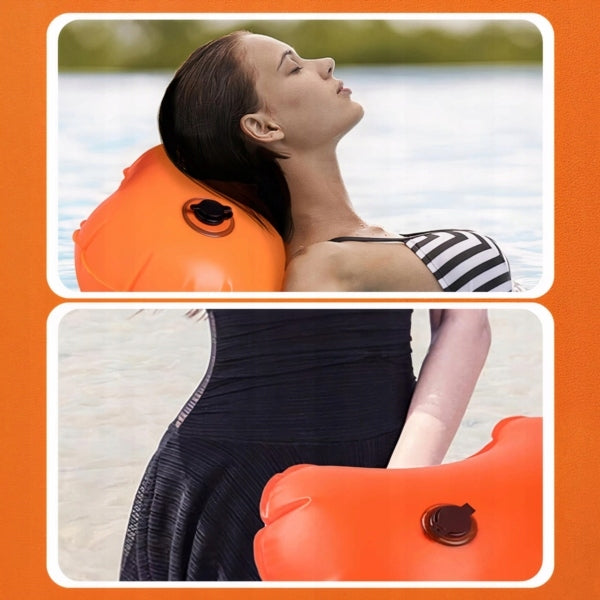 SWIMMING BUOY BELAY INFLATABLE RESCUE 2IN1 DRY POCKET Length 64 cm
