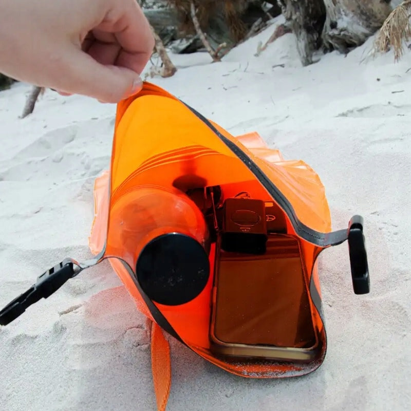 SWIMMING BUOY BELAY INFLATABLE RESCUE 2IN1 DRY POCKET Model Bojka Asekuracyjna do Pływania