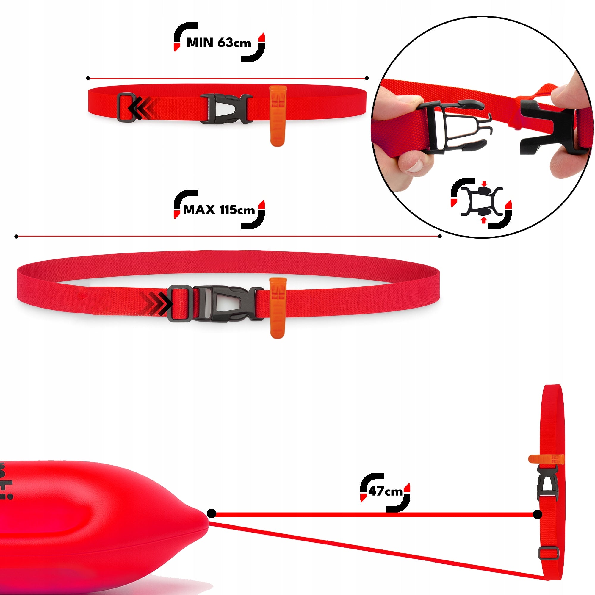 SWIMMING BUOY SAFETY SWIMBOARD FOR KAYAK SUP LARGE adjustable Brand Molti