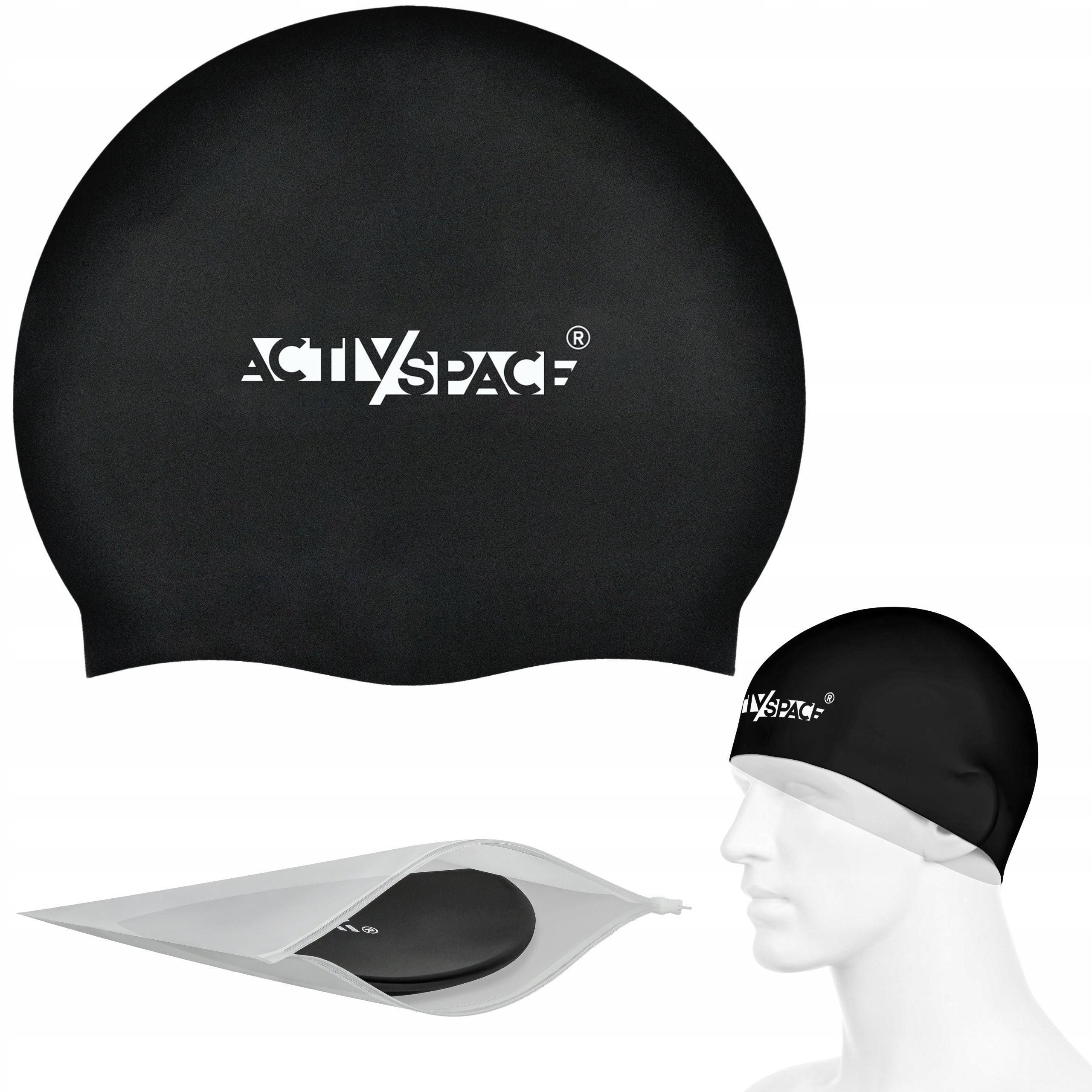 SWIMMING CAP SILICONE FOR SWIMMING POOL UNIVERSAL BLACK