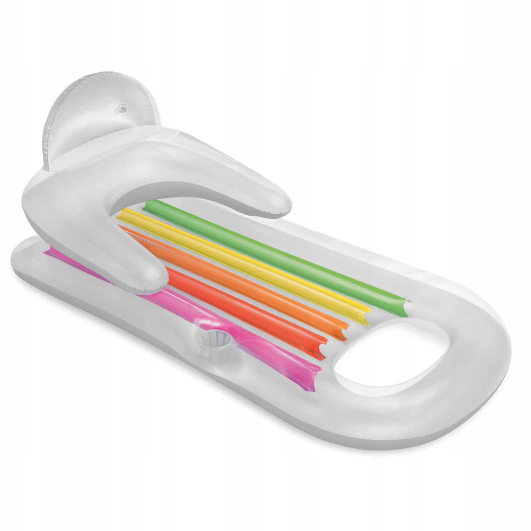 SWIMMING CHAIR WITH VINYL BACKREST 160X85X70 CM COLORFUL WHITE