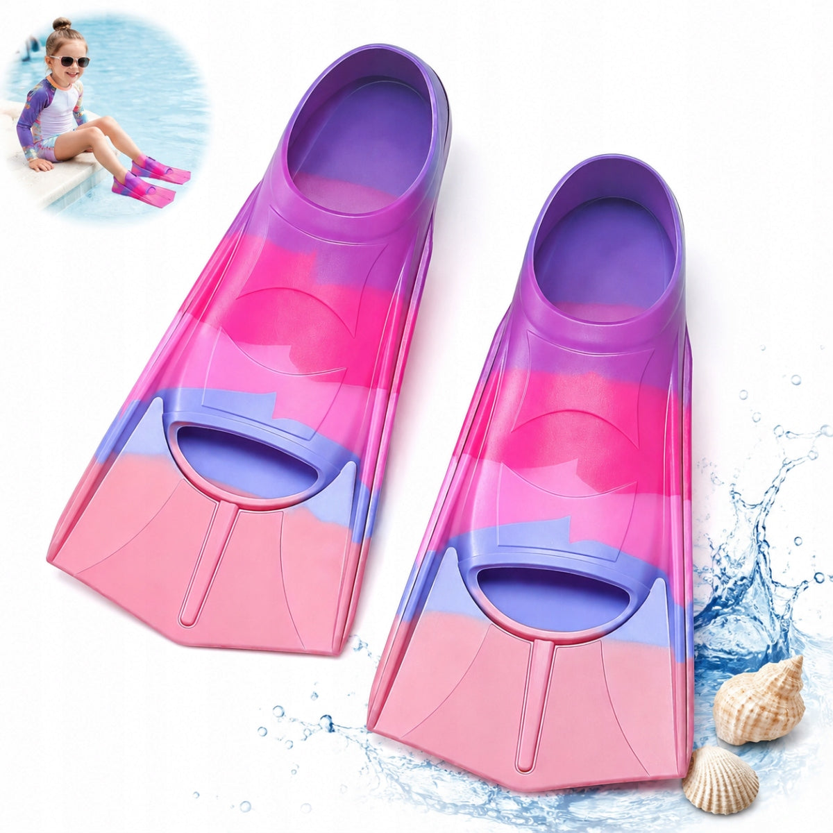 SWIMMING FINS FOR CHILDREN SILICONE SHORT TRAINING FOR DIVING