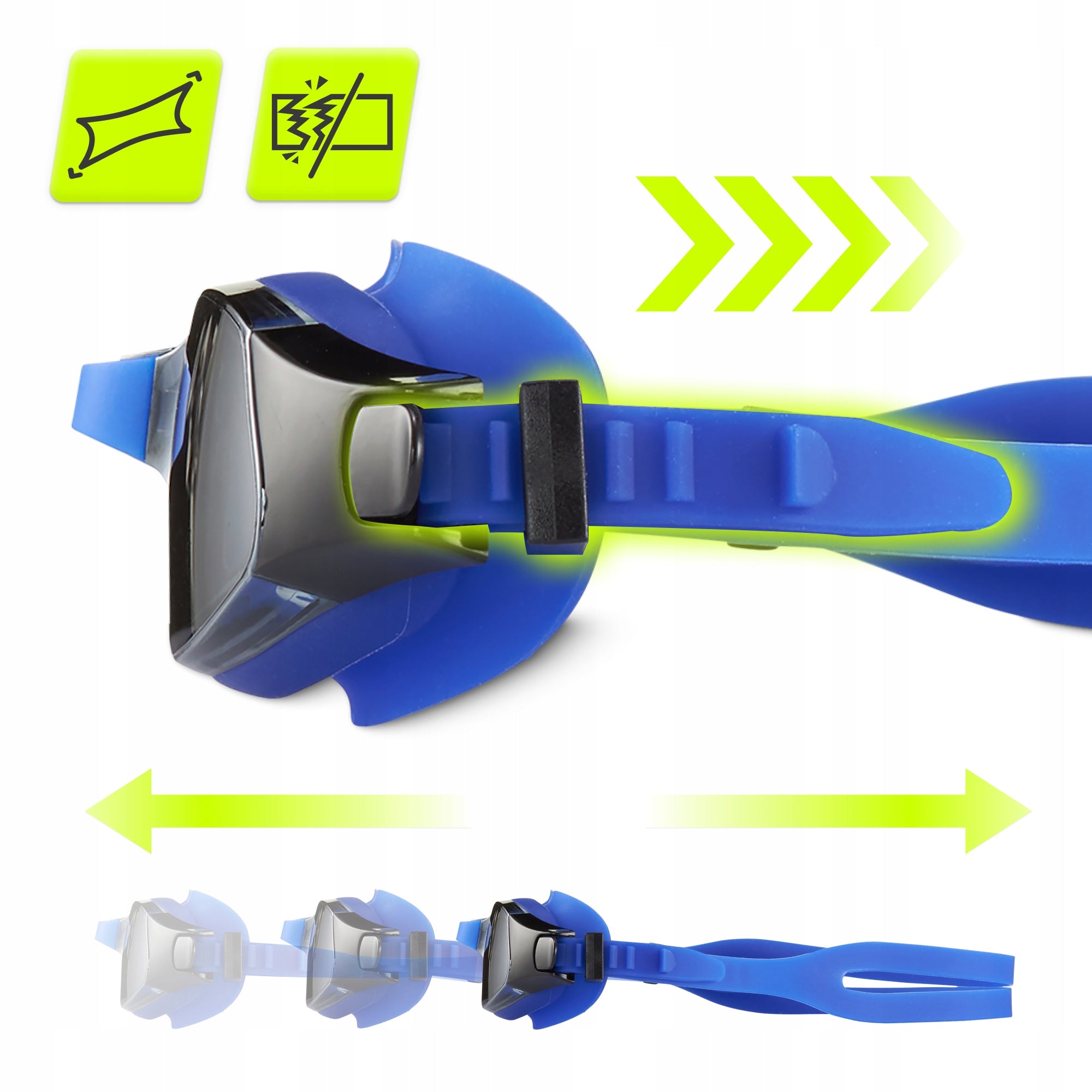SWIMMING GOGGLES ANTI FOG SWIMMING POOL GLASSES ADJUSTABLE TSUNAMI Model Okulary pływackie do pływania