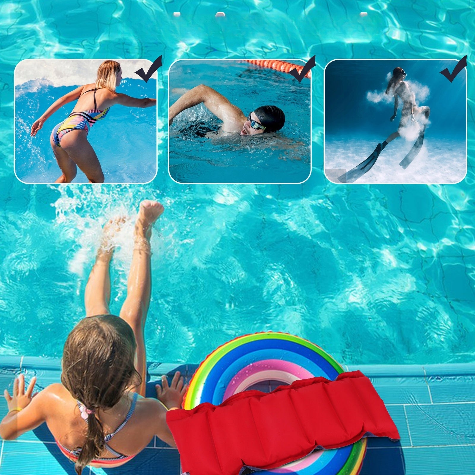 SWIMMING INFLATABLE BELT ADULT ADJUSTABLE HIGH BUOYANCY Model Back Drift