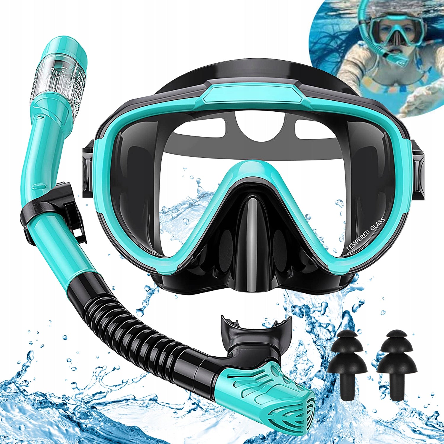 SWIMMING MASK DIVING GLASSES WITH SNORKELING WATER TUBE