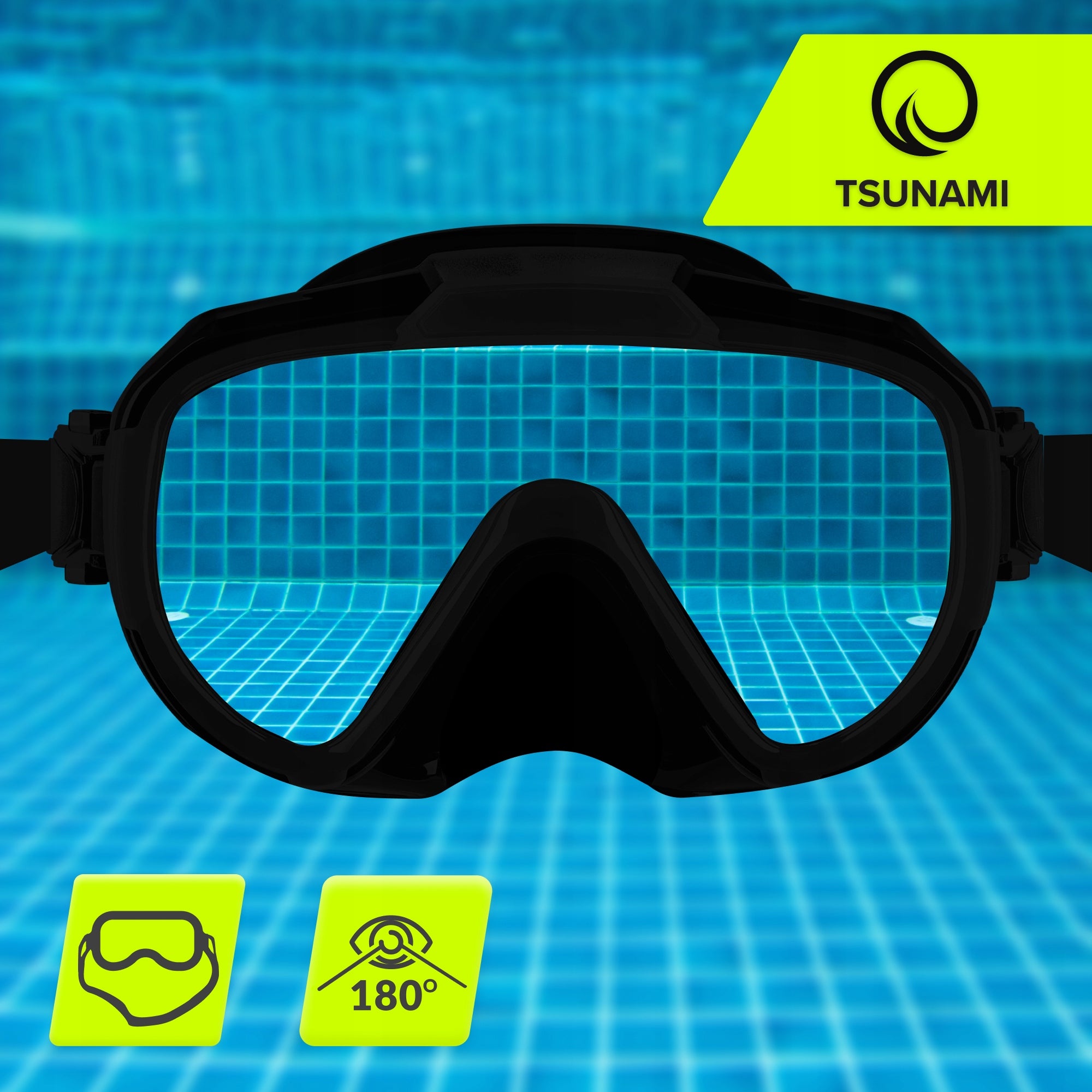 SWIMMING MASK GLASSES DIVING GOGGLES WITH SNORKEL WATER TUBE Brand Tsunami
