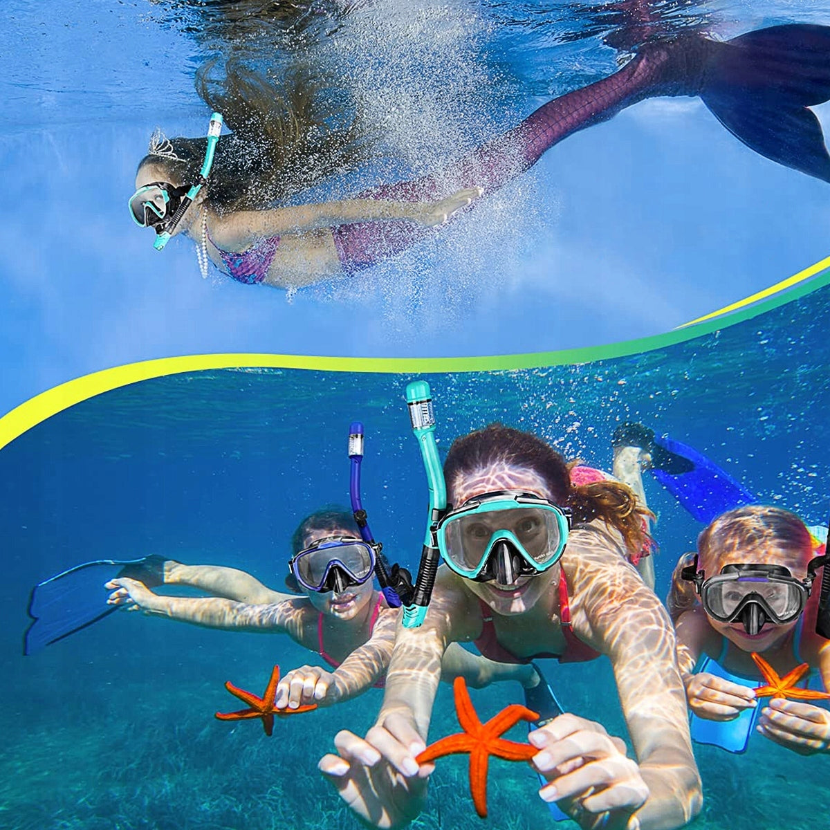 SWIMMING MASK GLASSES DIVING GOGGLES WITH SNORKELING WATER TUBE Kind full face with tube