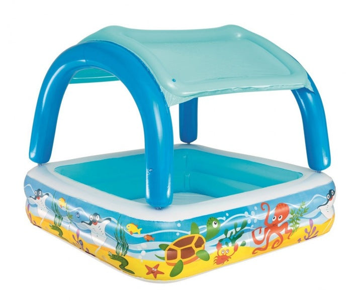 SWIMMING POOL FOR CHILDREN Swimming pool with visor INFLATABLE 2in1 REMOVABLE CANOPY FOR SUMMER Product width 140 cm