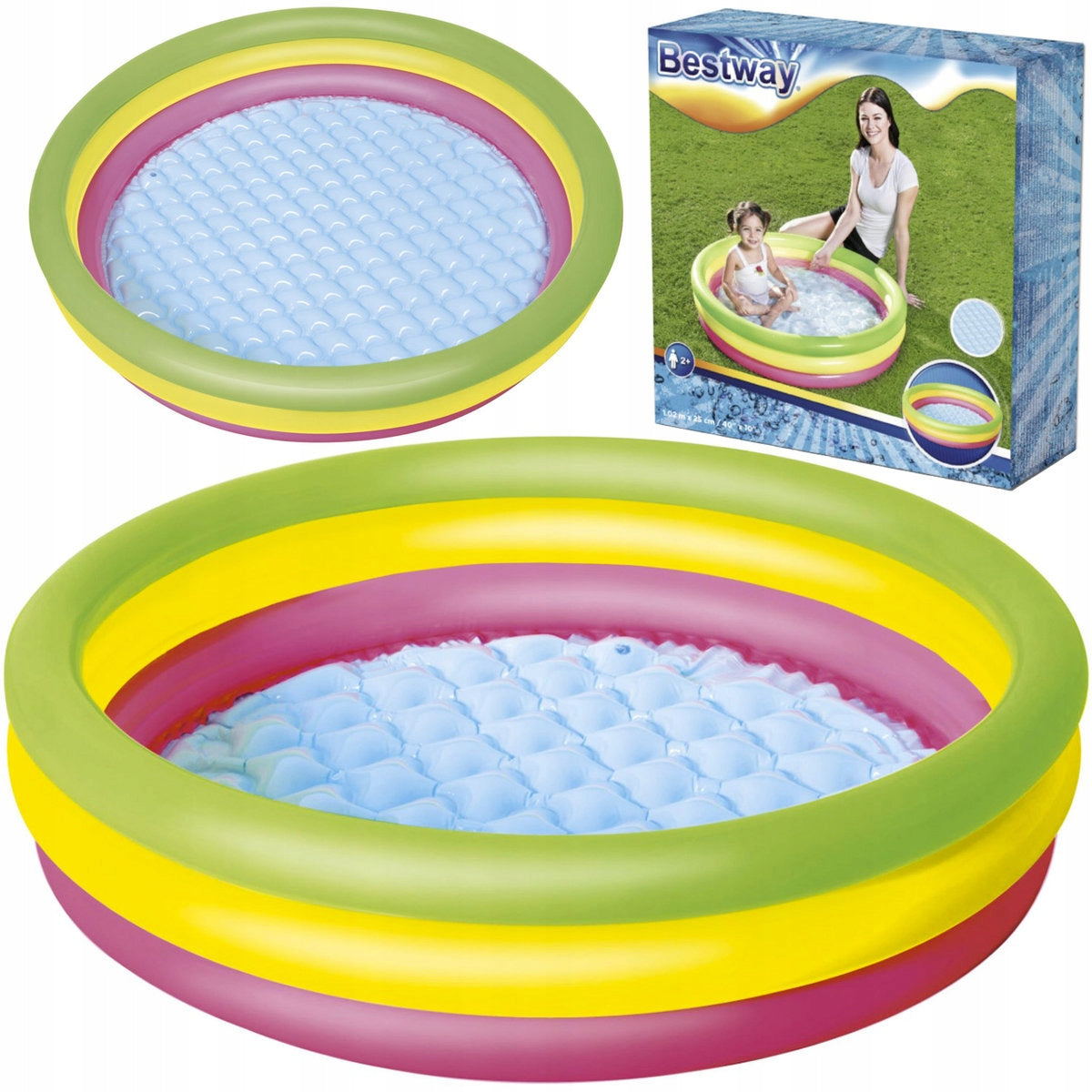 SWIMMING POOL INFLATABLE PADDLING POOL SOFT BOTTOM FOR CHILDREN 102X25CM BESTWAY Packaging status original