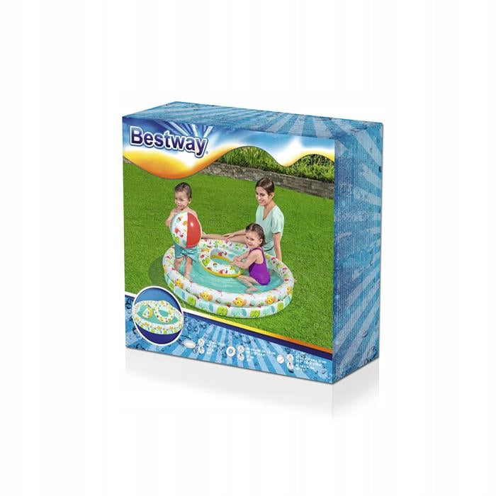 SWIMMING POOL INFLATABLE POOL SET BALL CIRCLE GARDEN PADDLING POOL FOR CHILDREN BESTWA Length 122 cm