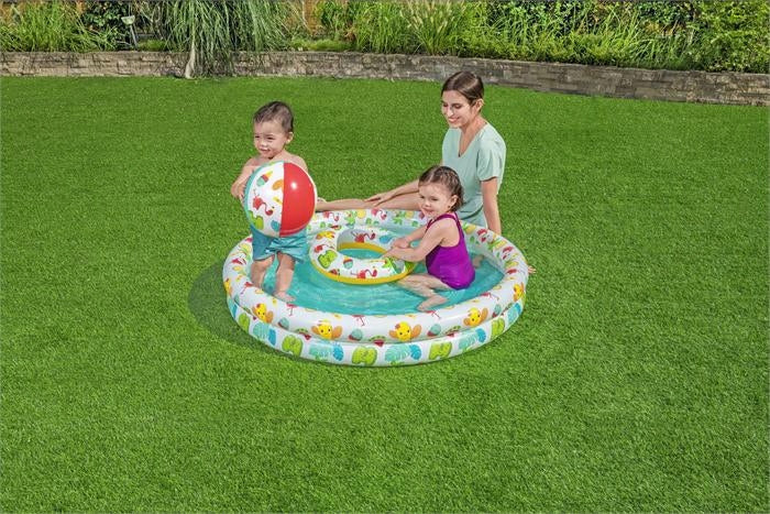 SWIMMING POOL INFLATABLE POOL SET BALL CIRCLE GARDEN PADDLING POOL FOR CHILDREN BESTWA Volume 114 l