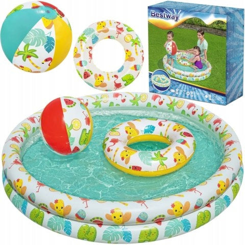 SWIMMING POOL INFLATABLE POOL SET BALL CIRCLE GARDEN PADDLING POOL FOR CHILDREN BESTWA