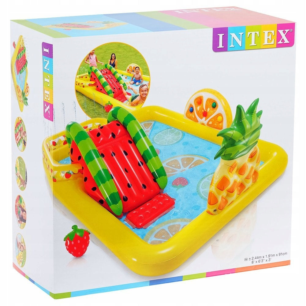 SWIMMING POOL INFLATABLE RECTANGULAR INTEX 57158 244 X 191CM FOR CHILDREN COLORFUL FRUIT Color multicolor