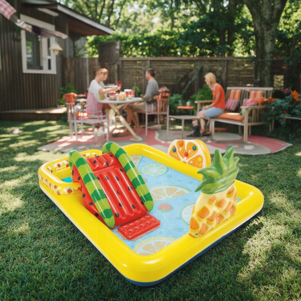 SWIMMING POOL INFLATABLE RECTANGULAR INTEX 57158 244 X 191CM FOR CHILDREN COLORFUL FRUIT Length 244 cm