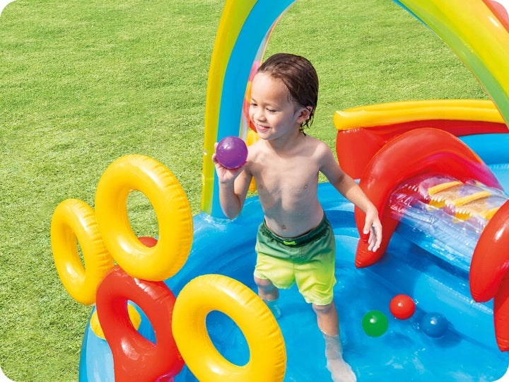 SWIMMING POOL INFLATABLE ROUND PLAYGROUND + SLIDE LARGE PADDLING POOL FOR CHILDREN Manufacturer code PN623