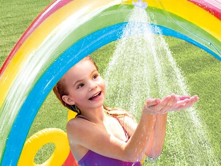 SWIMMING POOL INFLATABLE ROUND PLAYGROUND + SLIDE LARGE PADDLING POOL FOR CHILDREN Volume 428 l