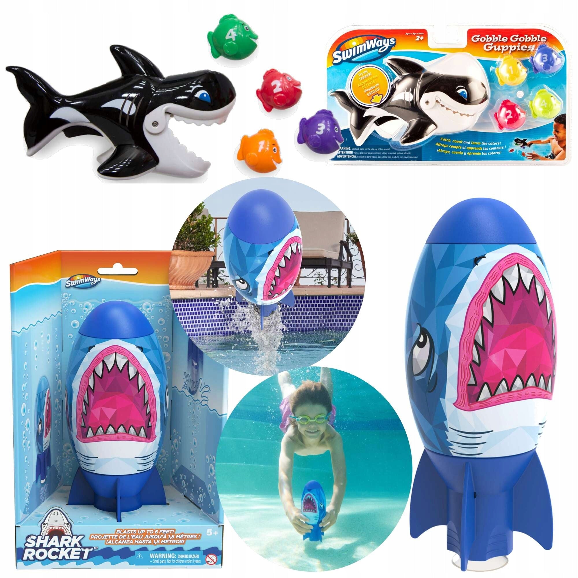 SWIMMING POOL WATER TOYS DIVING LEARNING SET ORCA + TORPEDO Kid's age 2＋ years