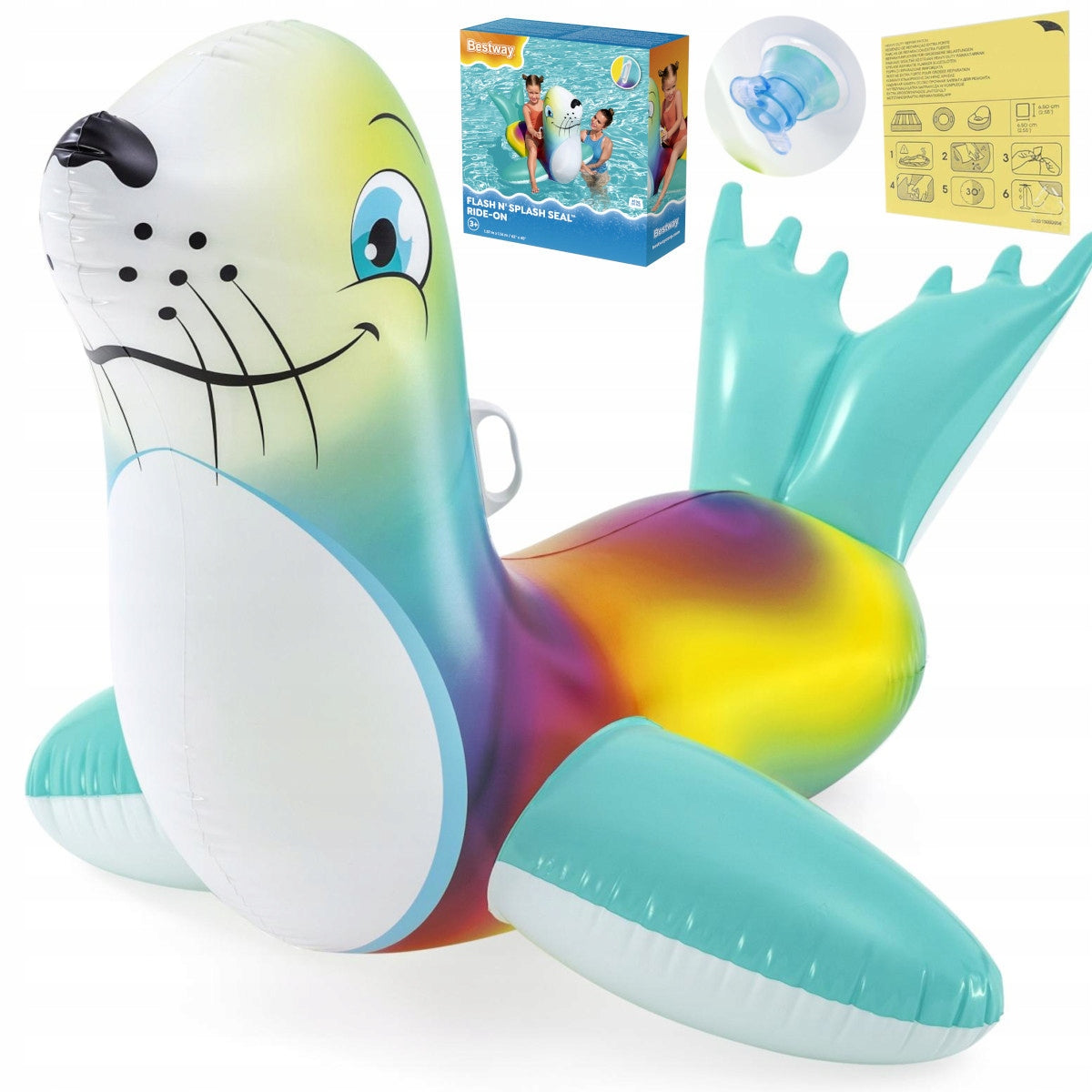 SWIMMING SEAL FOR CHILDREN UP TO 45KG COLORFUL INFLATABLE MATTRESS BESTWAY 41479 Brand Bestway