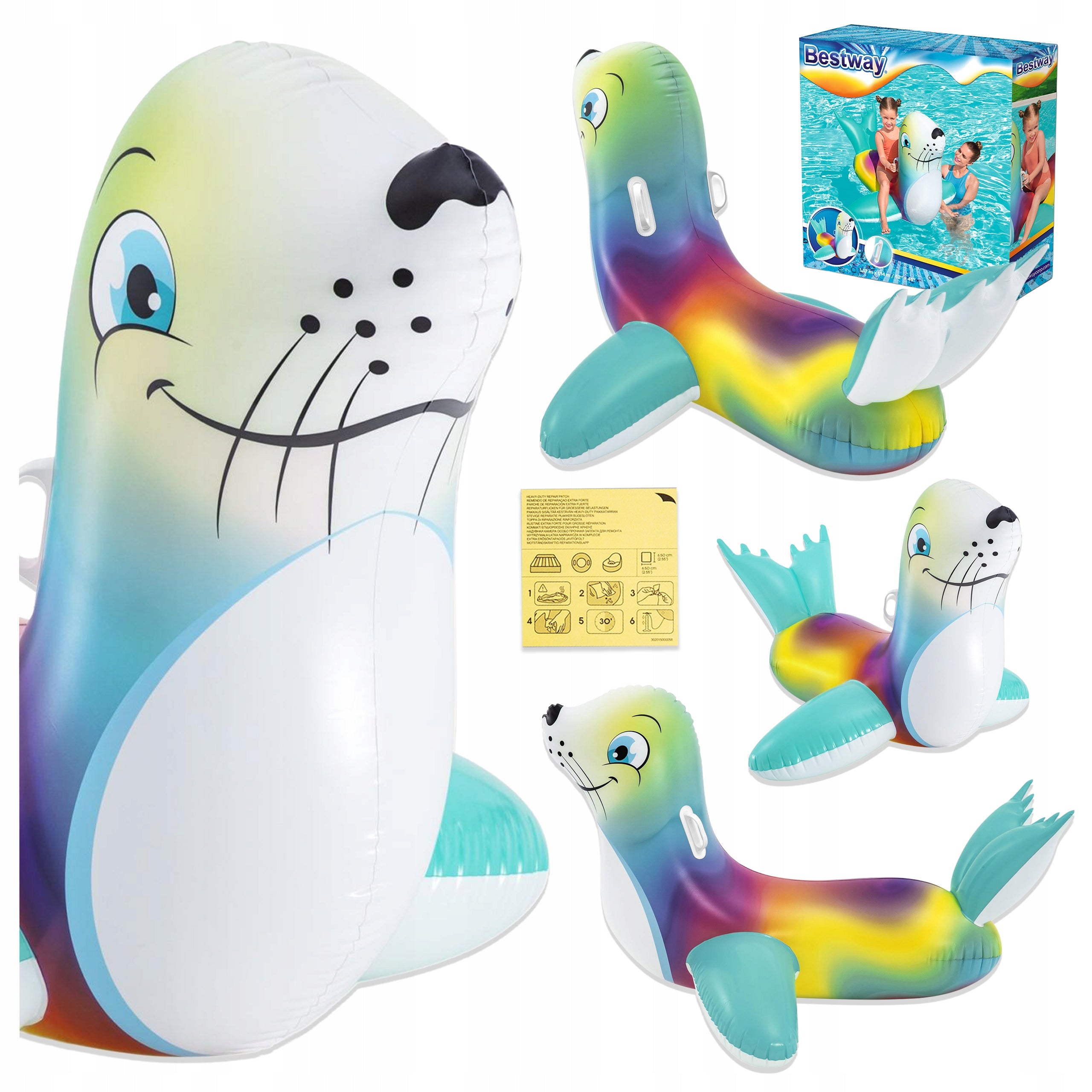 SWIMMING SEAL FOR CHILDREN UP TO 45KG COLORFUL INFLATABLE MATTRESS BESTWAY 41479