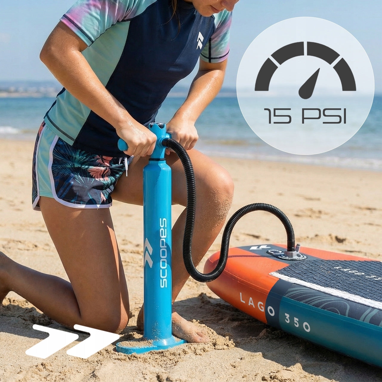SWIMMING SUP BOARD PUMPED WITH ACCESSORIES SET PADDLE PUMP 350 CM Brand Scoopes