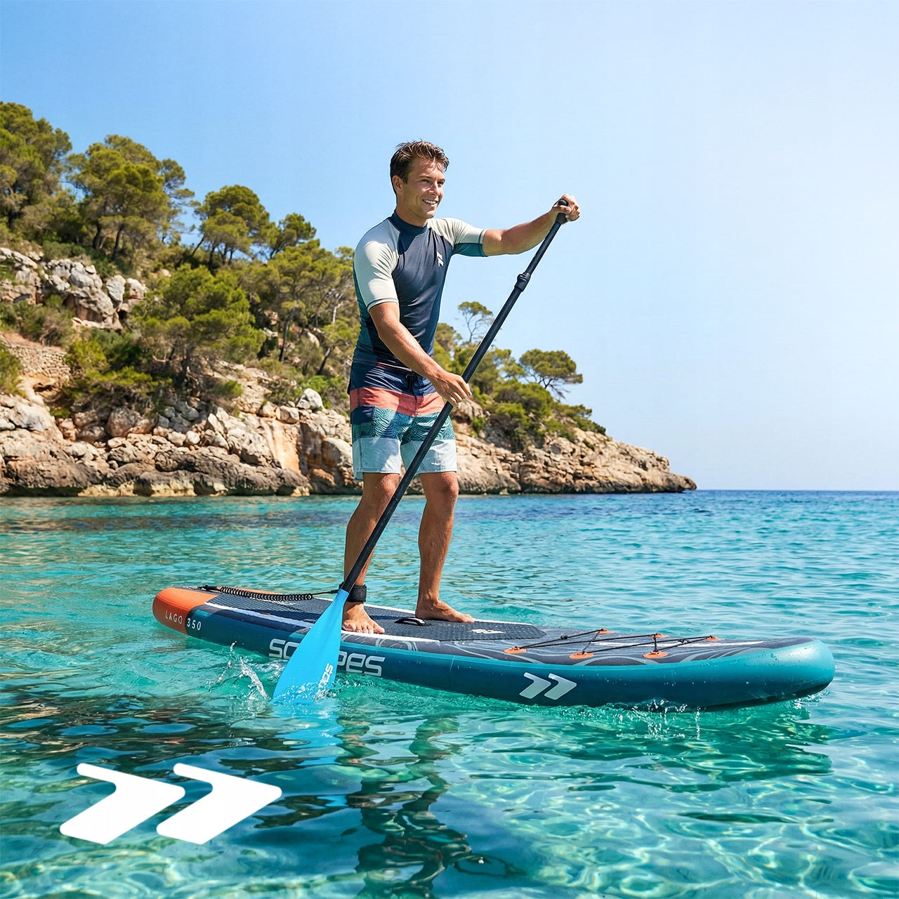SWIMMING SUP BOARD PUMPED WITH ACCESSORIES SET PADDLE PUMP 350 CM Packaging status original