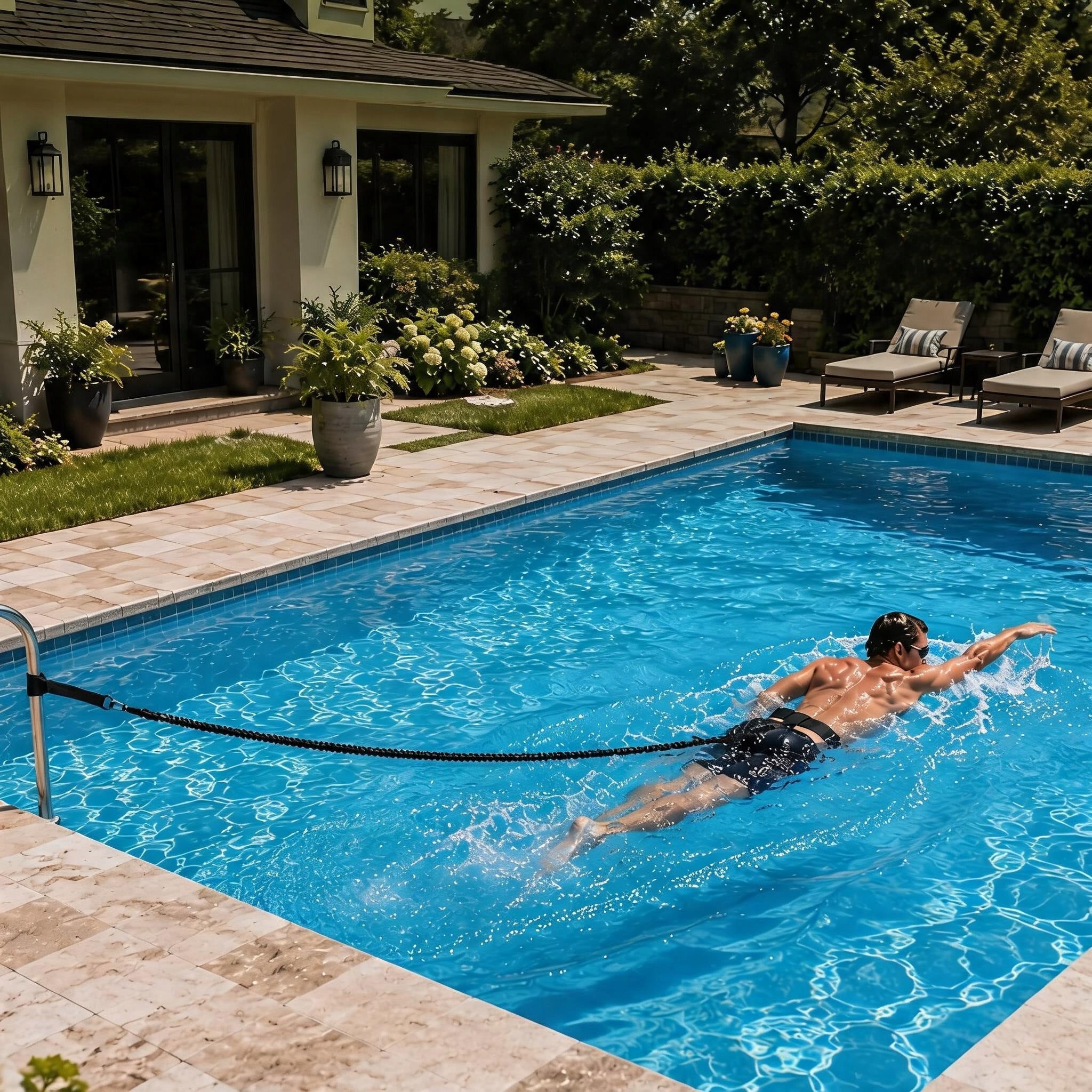 SWIMMING TRAINING BELT ADJUSTABLE SWIMMING BELT FOR SWIMMING POOLS 2.5-7.5M Manufacturer code AZ_PASWYPORNOSCIOWY