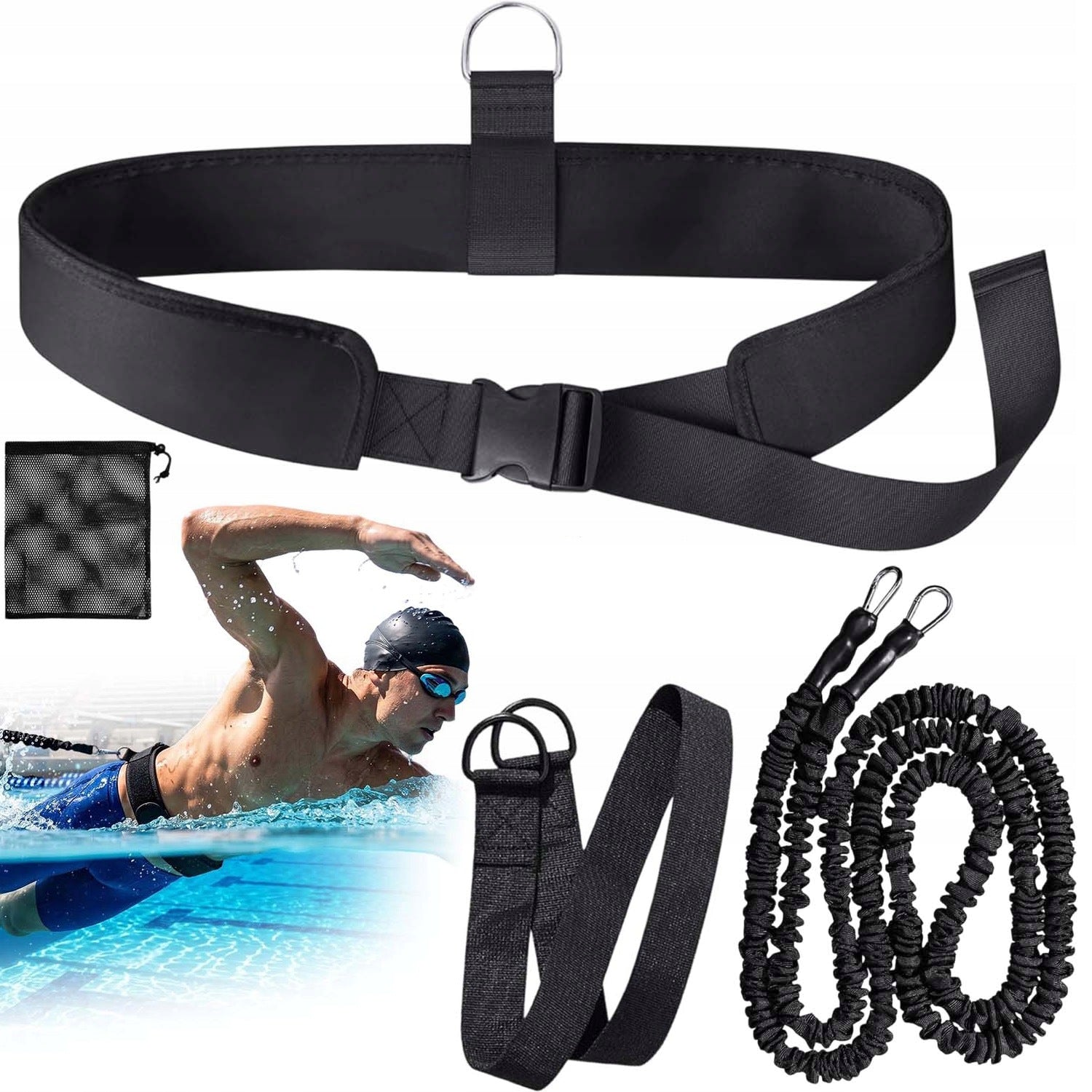 SWIMMING TRAINING BELT ADJUSTABLE SWIMMING BELT FOR SWIMMING POOLS 2.5-7.5M