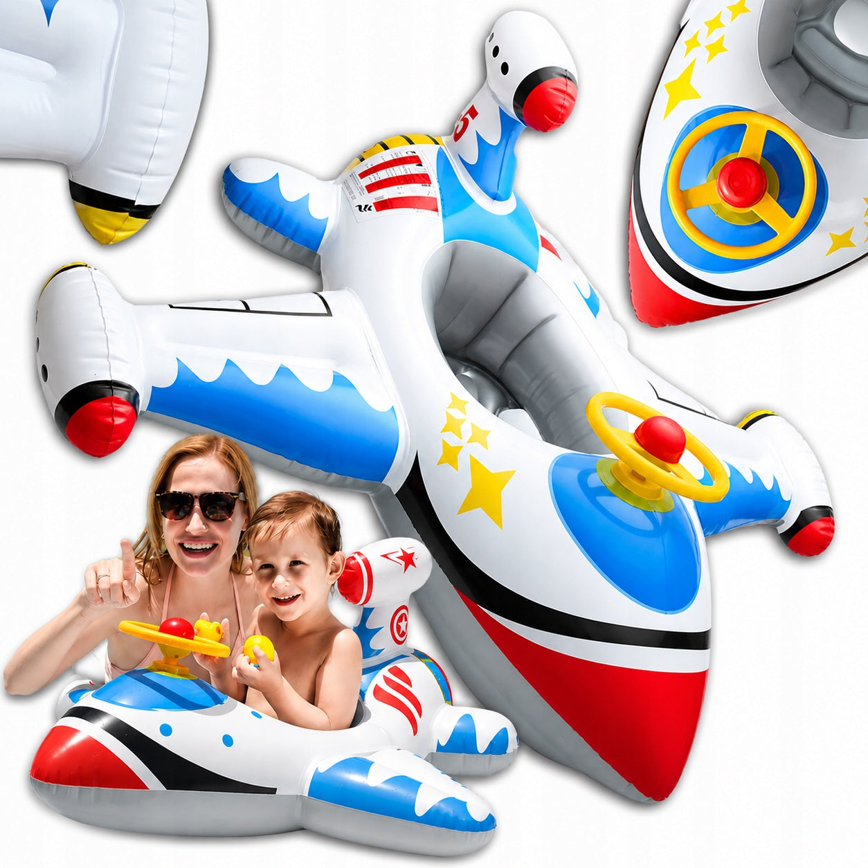 SWIMMING WHEEL AIRPLANE LARGE INFLATABLE WATER MATTRESS FOR CHILDREN SEAT