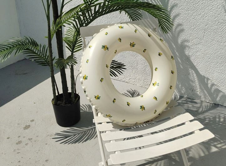 SWIMMING WHEEL Circle Inflatable Pastel Lemons Beige Beach Holiday 80cm Color multicolor