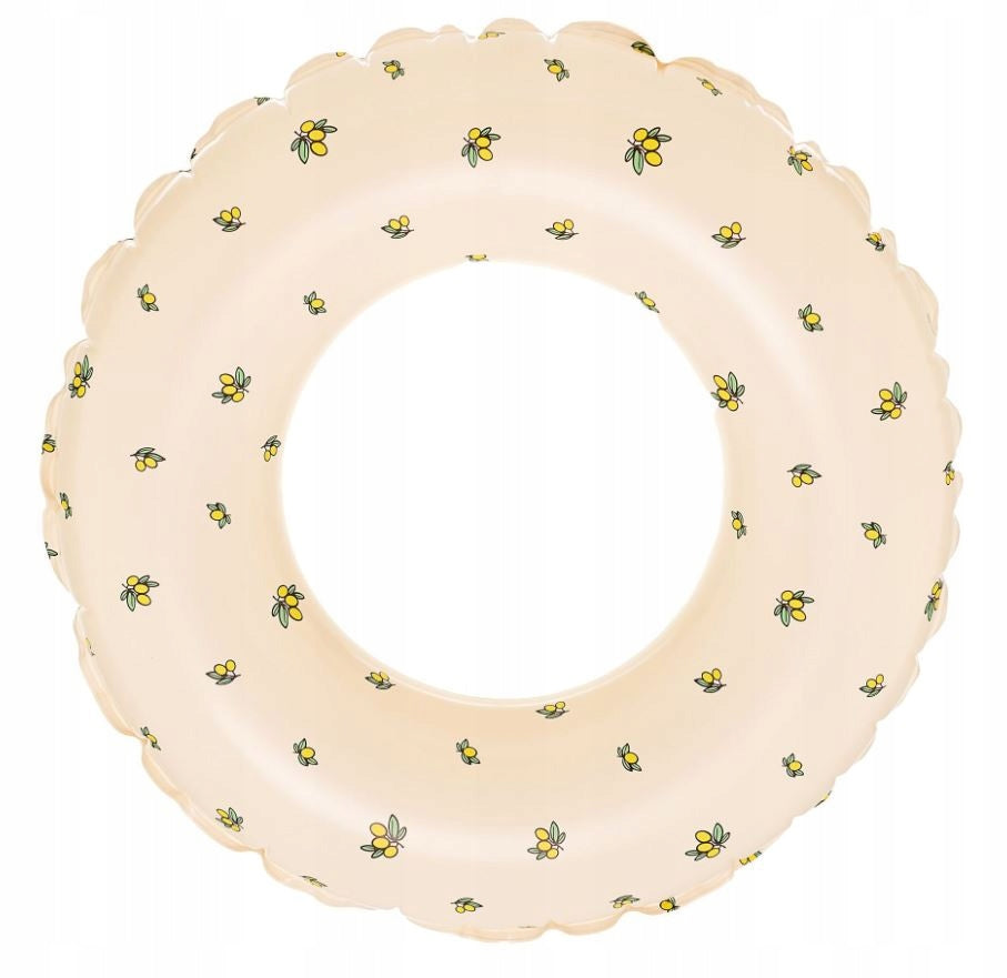 SWIMMING WHEEL Circle Inflatable Pastel Lemons Beige Beach Holiday 80cm