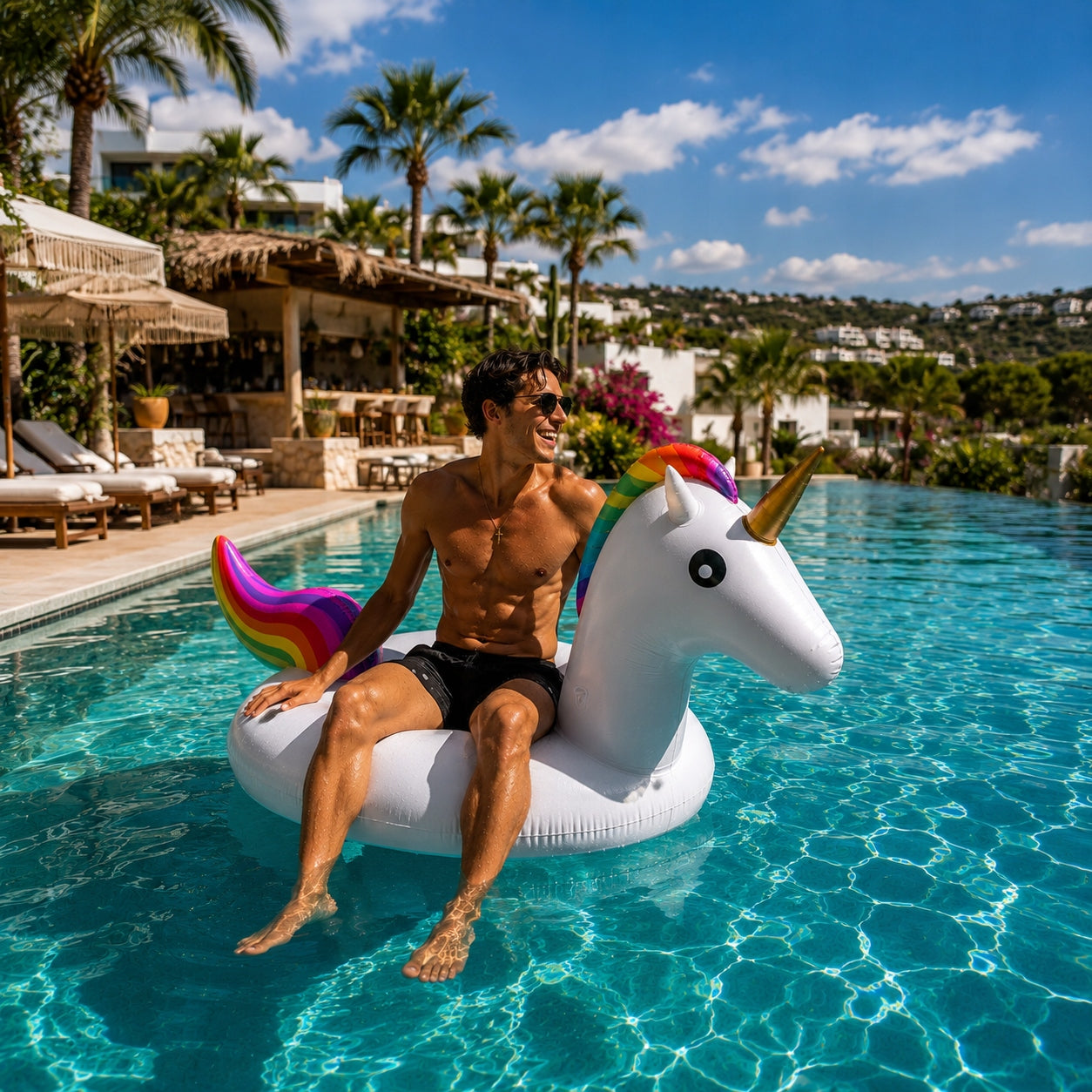 SWIMMING WHEEL LARGE INFLATABLE UNICORN FOR ADULT CHILDREN CIRCLE 120CM Length 120 cm
