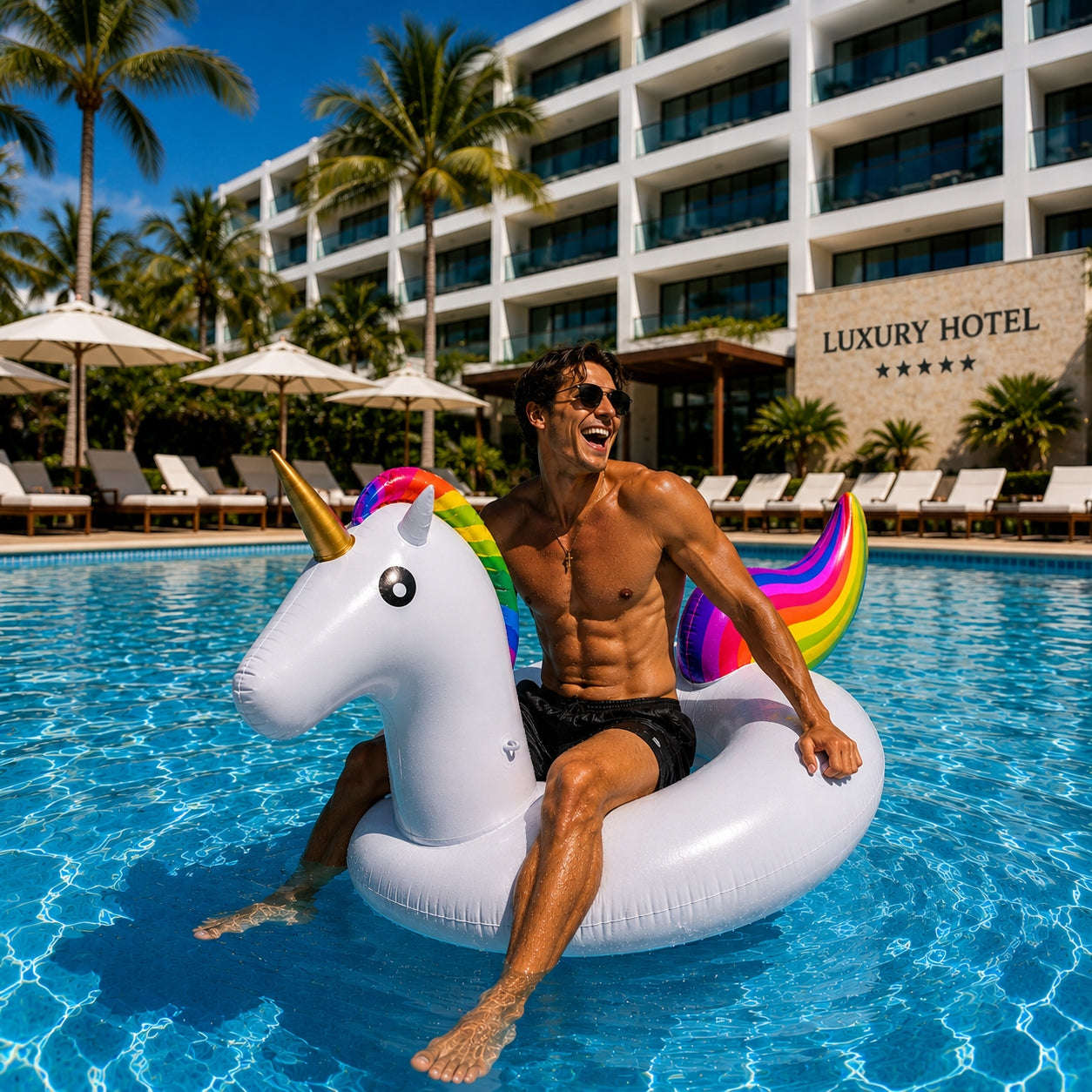 SWIMMING WHEEL LARGE INFLATABLE UNICORN FOR ADULT CHILDREN CIRCLE 120CM Model Koło do pływania na basen duży DUŻE KÓŁKO