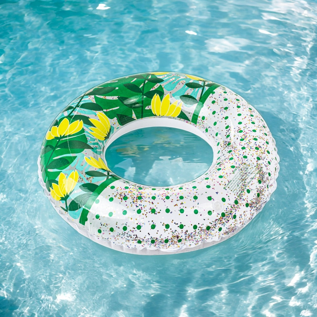 SWIMMING WHEEL MATTRESS INFLATABLE CIRCLE LARGE BEACH GLITTER 80CM FOR CHILDREN Color multicolor