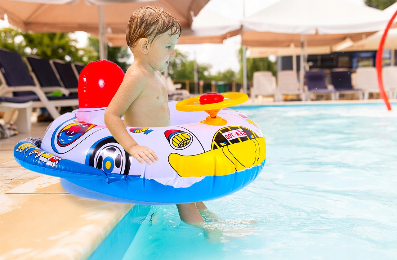 SWIMMING WHEEL MOTORBOAT WITH STEERING WHEEL PONTOON FOR CHILDREN SEAT POOL Manufacturer code 292346