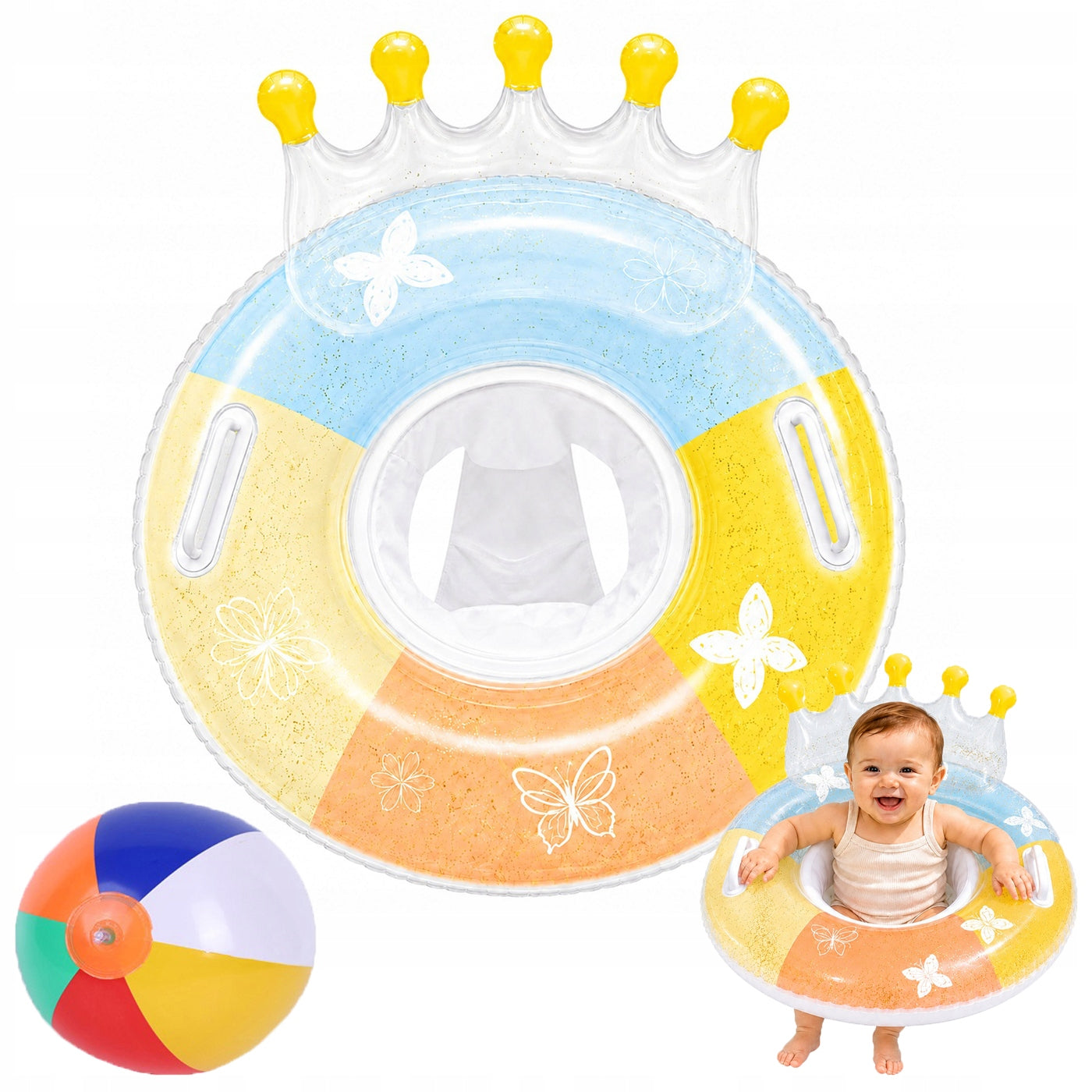 SWIMMING WHEEL WITH SEAT INFLATABLE FOR BABIES SET BALL