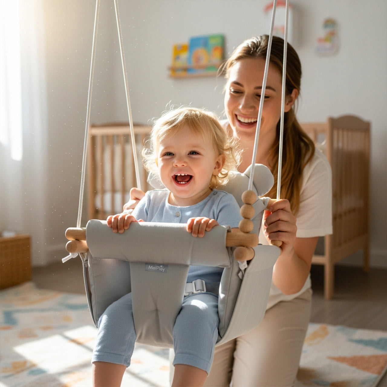 SWING FOR CHILDREN BUCKET COTTON WITH PILLOWS AND BELTS 12-36M 60 KG Kind bucket swing