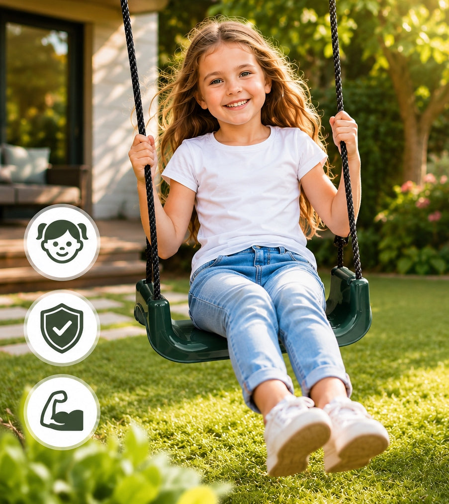 SWING FOR CHILDREN GARDEN CHAIR HANGING 3in1 STRONG BUCKET BLACK GREEN Packaging status original