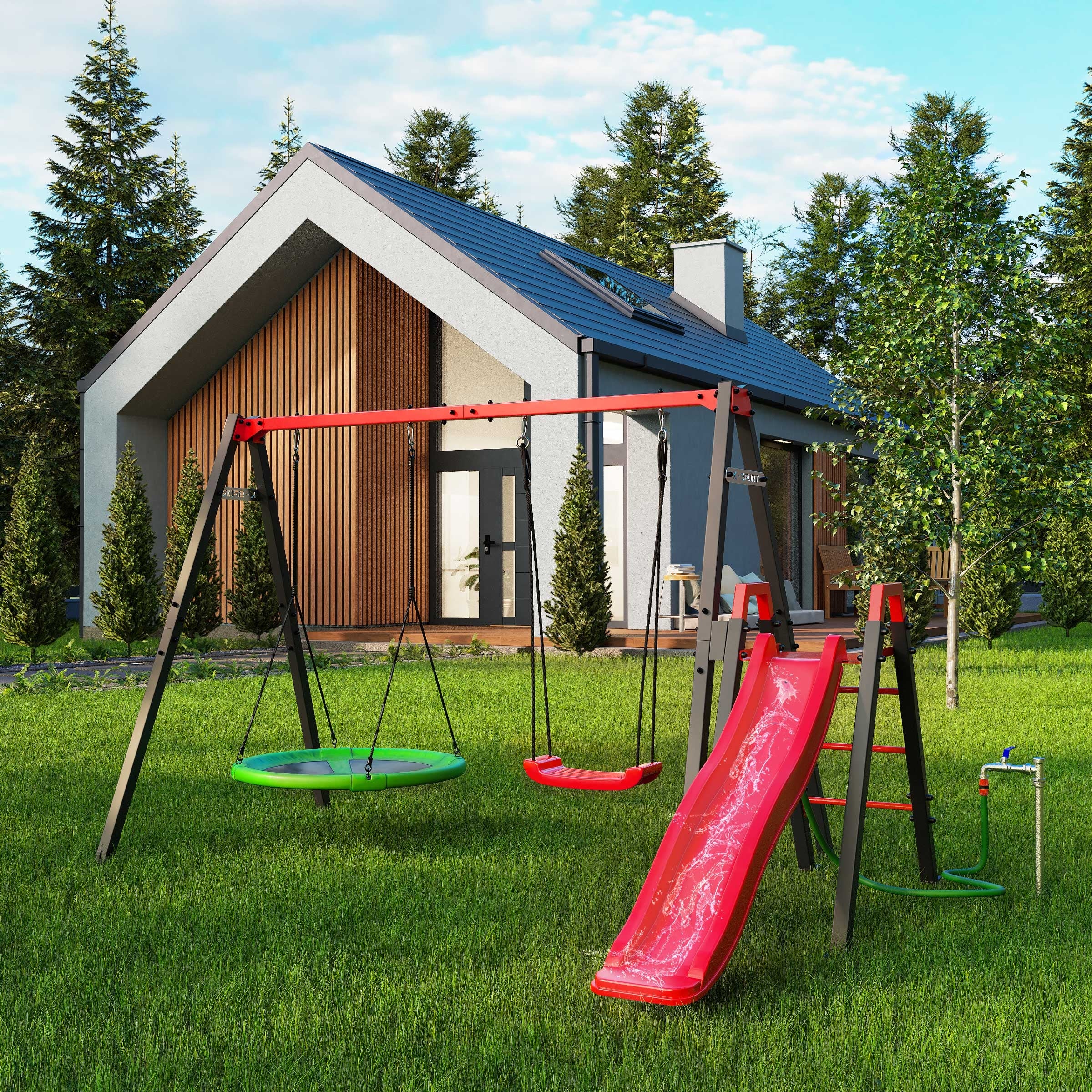 SWING Frame for children GARDEN SLIDE STORK NEST metal Manufacturer code KSOZ021
