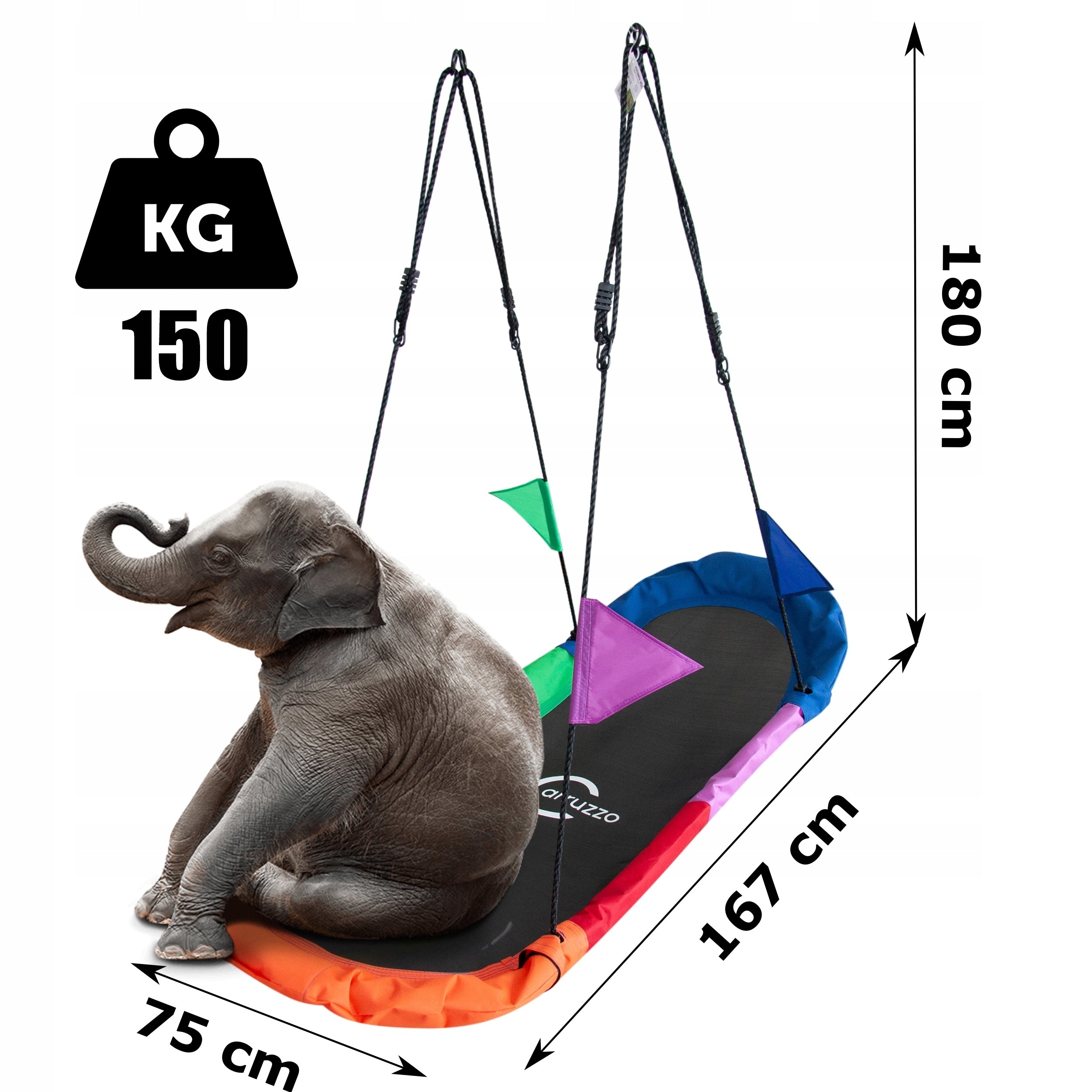 SWING Garden BOAT STORK NEST RECTANGULAR HAMMOCK XXXL 167 cm Seat length 167 cm