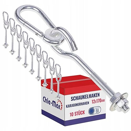 SWING HOOK WITH CARABINER THREAD M12 WOOD 2 PIECES steel