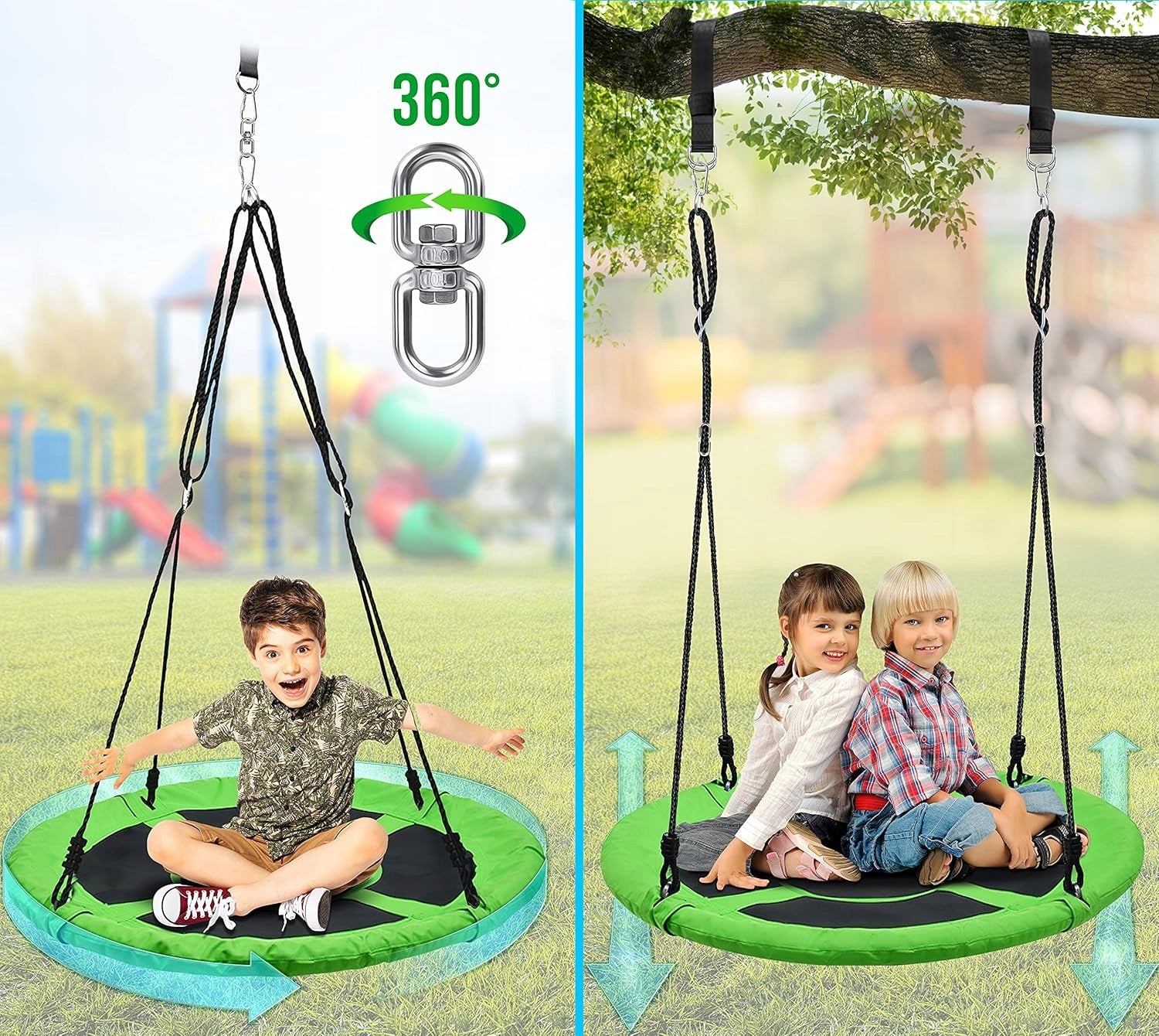 SWING STORK GARDEN NEST FOR CHILDREN 100 CM ROTATING GREEN Packaging status original