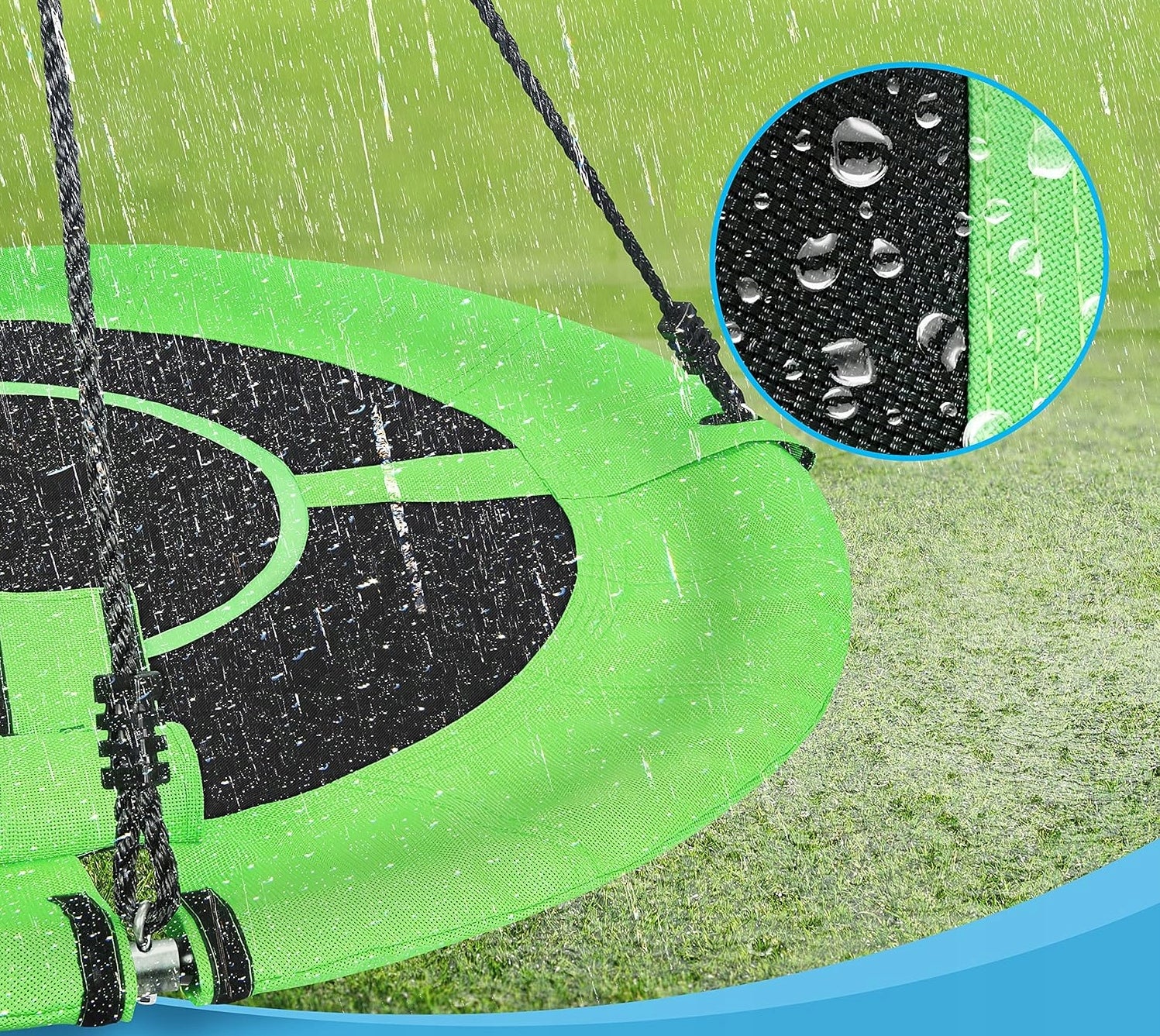 SWING STORK GARDEN NEST FOR CHILDREN 100 CM ROTATING GREEN Seat length 100 cm