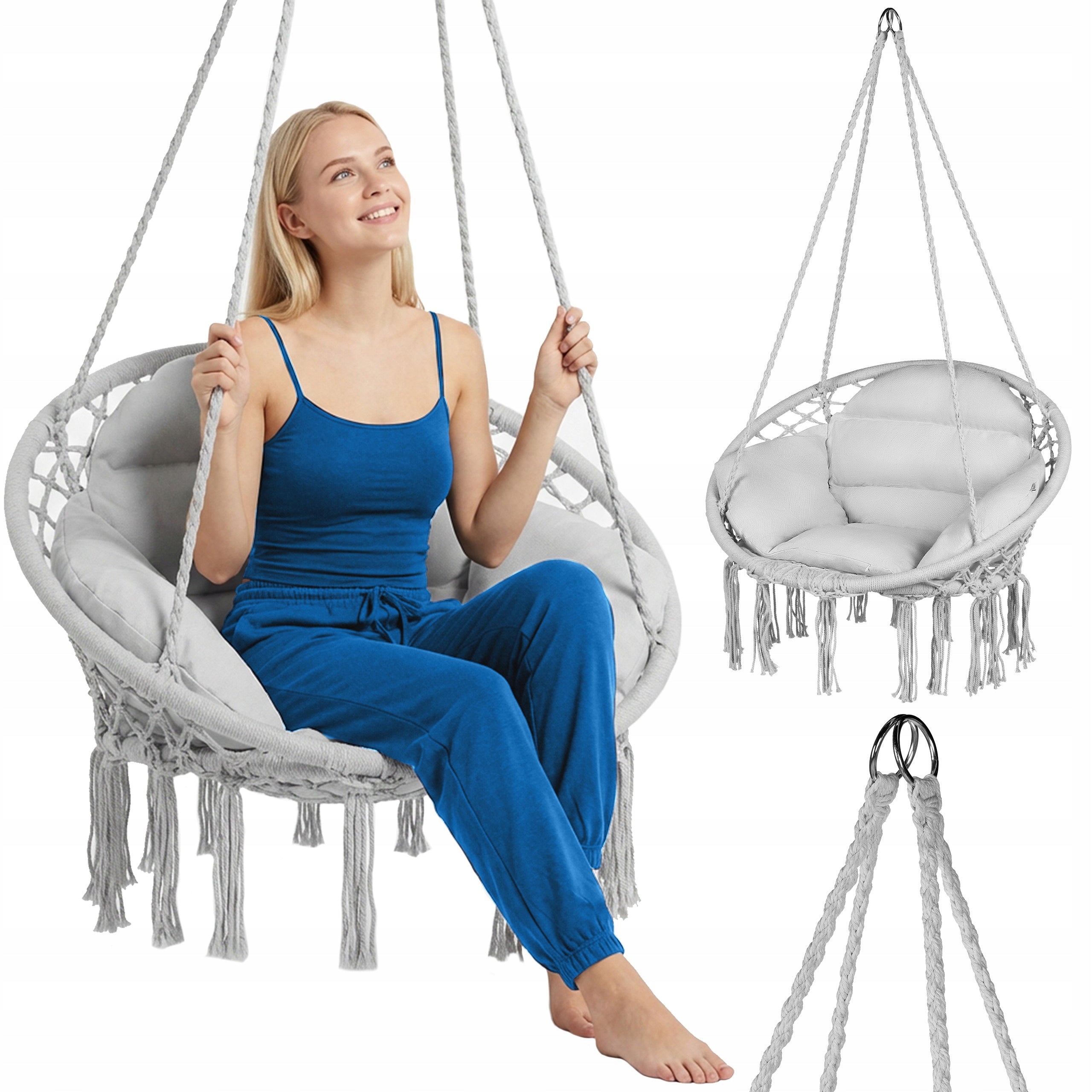 SWING STORK NEST BOHO GARDEN HANGING CHAIR WITH PILLOW LUVERNO