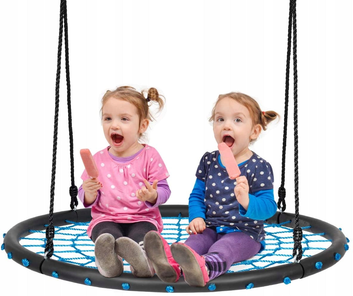 SWING STORK NEST ROCKER WITH FOAM 100CM black-blue for garden Kind hanging