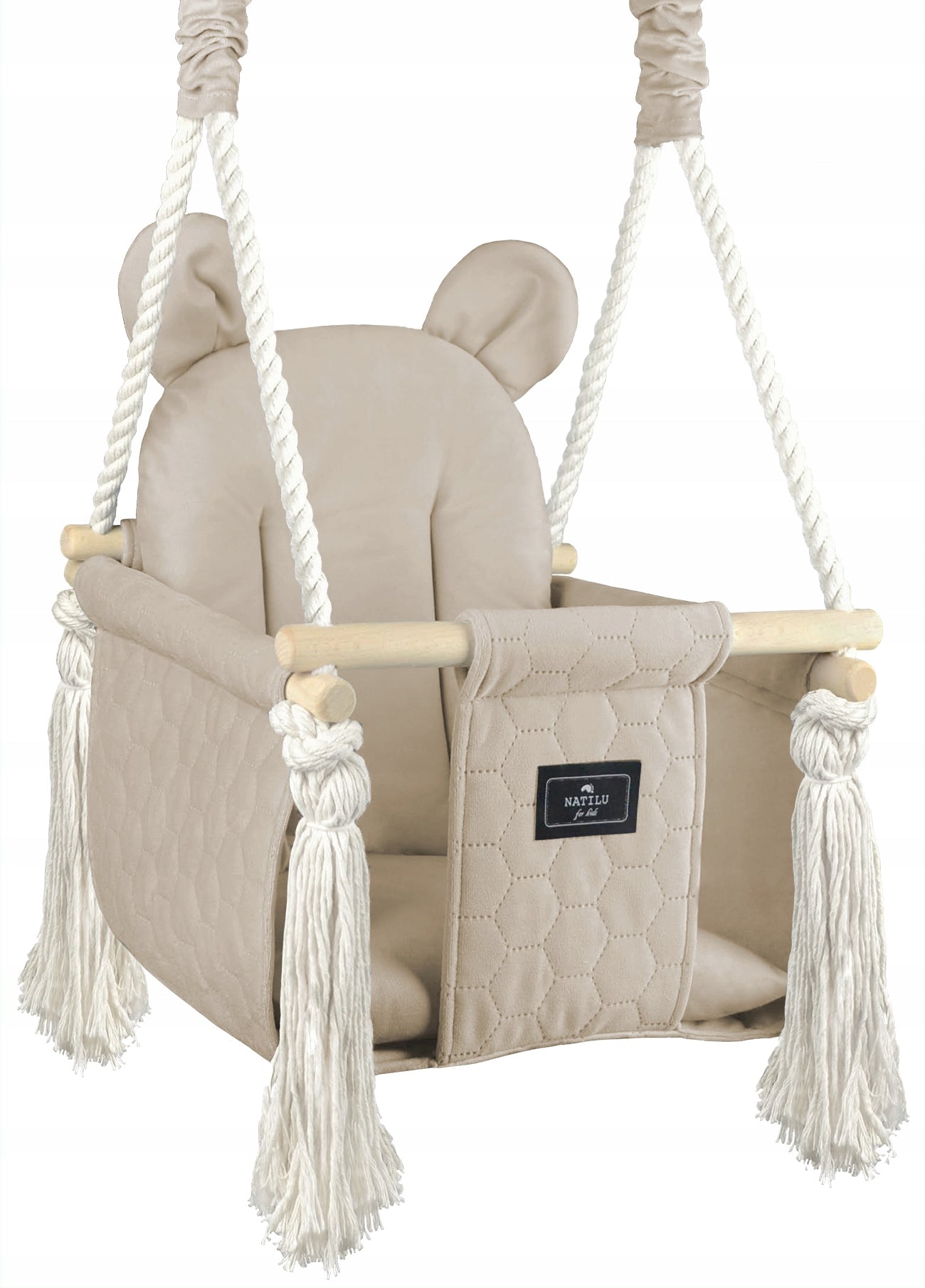 SWING for children wooden BEAR beige swing for home and garden VELVET